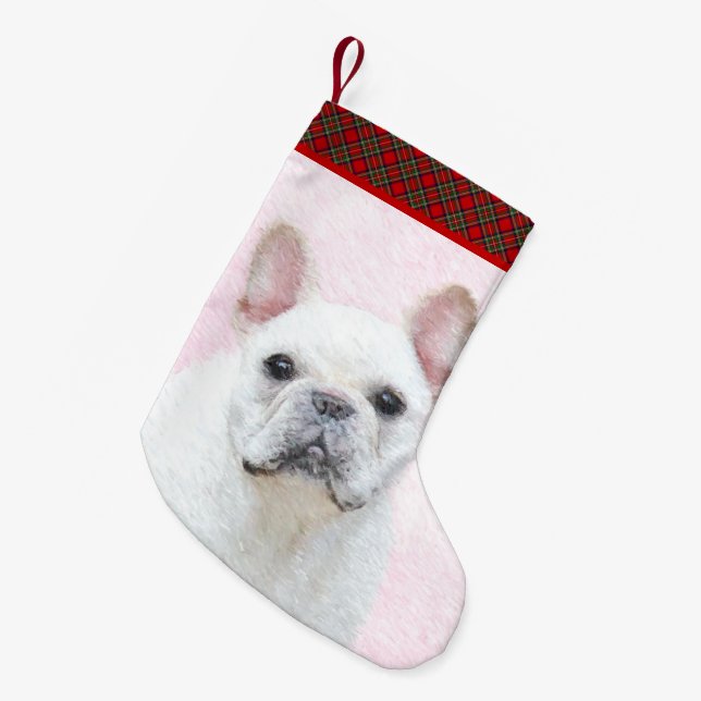 Petite Chaussette De Noël Peinture française de Bulldog (Crème/Blanc) - Art  (Devant (Accrochage))