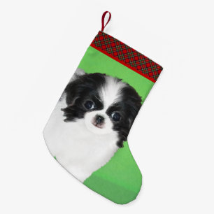 Petite Chaussette De Noël Peinture japonaise de chiot - Art original de chie