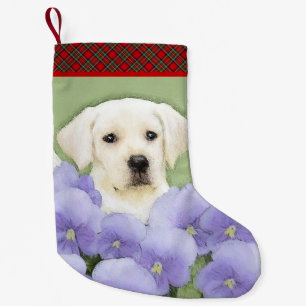 Petite Chaussette De Noël Peinture originale de Chien par un récupérateur du