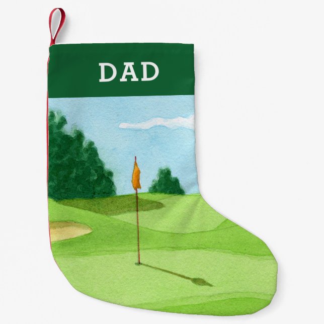 Petite Chaussette De Noël Peinture personnalisée de vert de terrain de golf (Devant)
