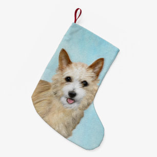 Petite Chaussette De Noël Peinture Podengo Pequeno portugaise - Art original