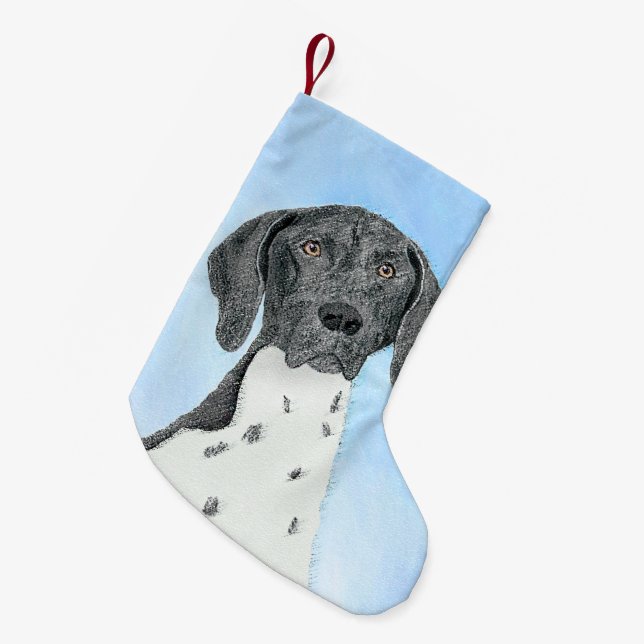 Petite Chaussette De Noël Peinture pointeur germanique - Art original (Devant (Accrochage))