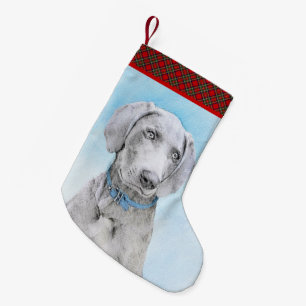Petite Chaussette De Noël Peinture Weimaraner - Joli art original chien