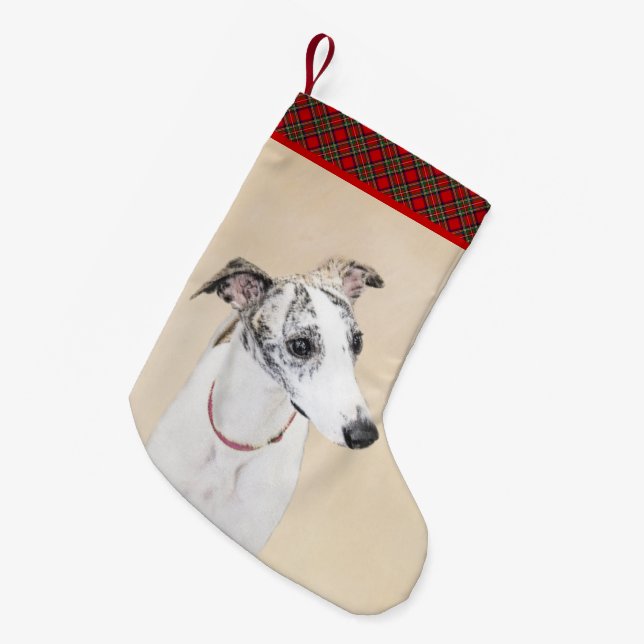 Petite Chaussette De Noël Peinture Whippet - Jolie art original chien (Devant (Accrochage))