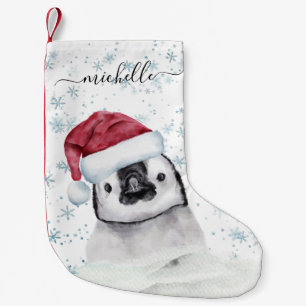 Petite Chaussette De Noël Penguin Baby Nom du monogramme Script