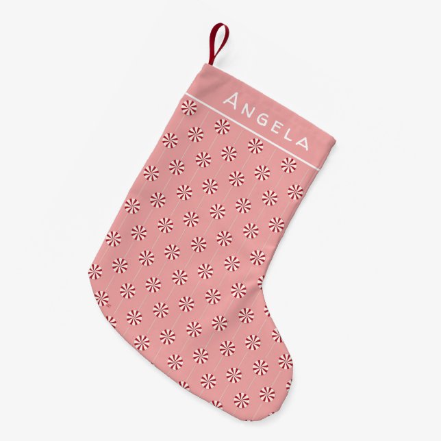 Petite Chaussette De Noël Peppermenthe Lollipops Pink Christmas Stocking (Devant (Accrochage))