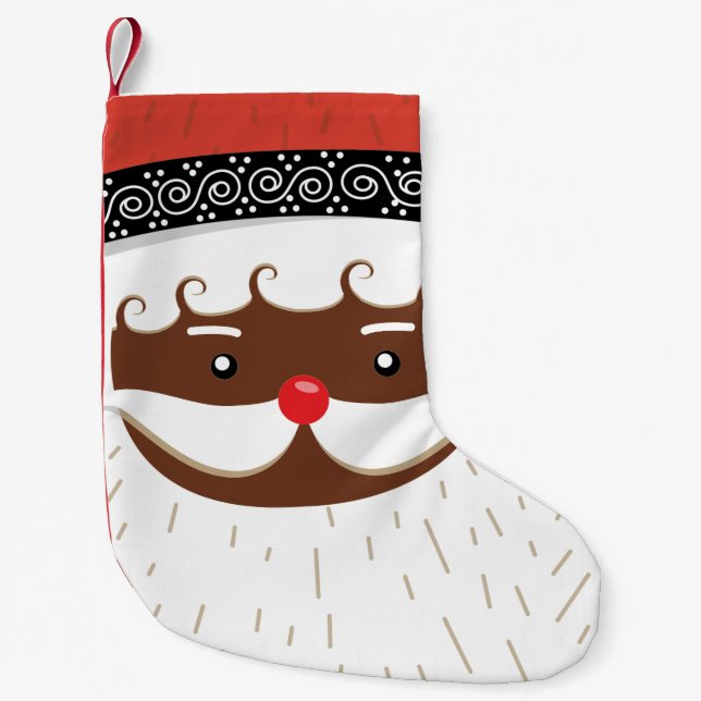 Petite Chaussette De Noël père Noël afro-américain (Devant)