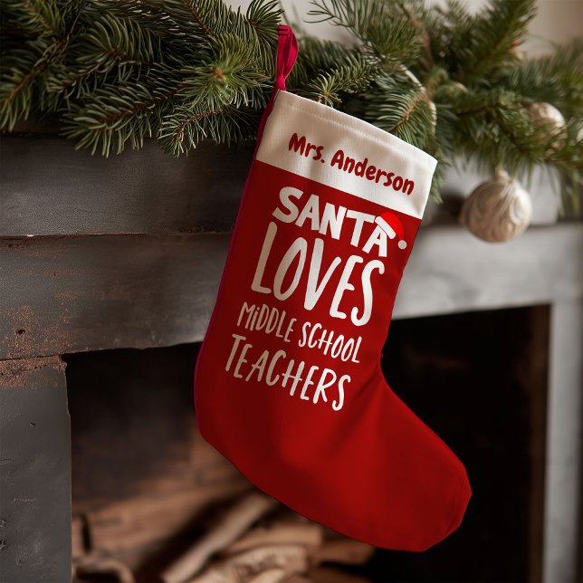 Petite Chaussette De Noël Père Noël aime les professeurs du collège mignonne (Créateur téléchargé)