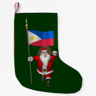 Petite Chaussette De Noël Père Noël Avec L'Enseigne Des Philippines