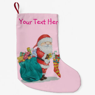 Petite Chaussette De Noël père Noël avec sac rempli de friandises pour Noël