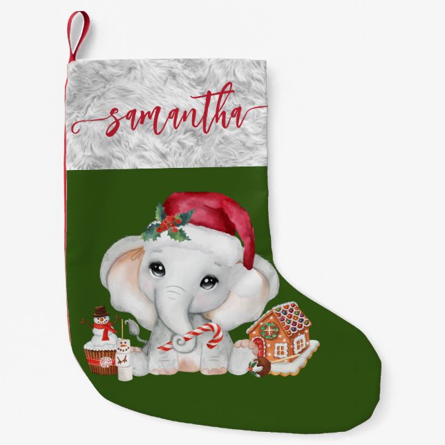 Petite Chaussette De Noël Père Noël Baby Holiday Elephant Christmas (Devant)