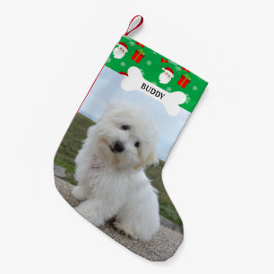 Petite Chaussette De Noël Père Noël Cluas Chien Bone Pet Photo