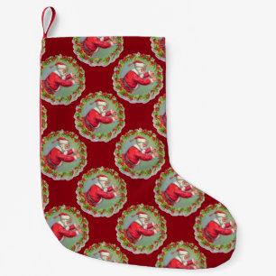 Petite Chaussette De Noël Père Noël dans une couronne de sapin de Noël