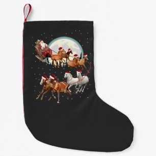 Petite Chaussette De Noël Père Noël équitation Cheval Cheval Sleigh Equestre