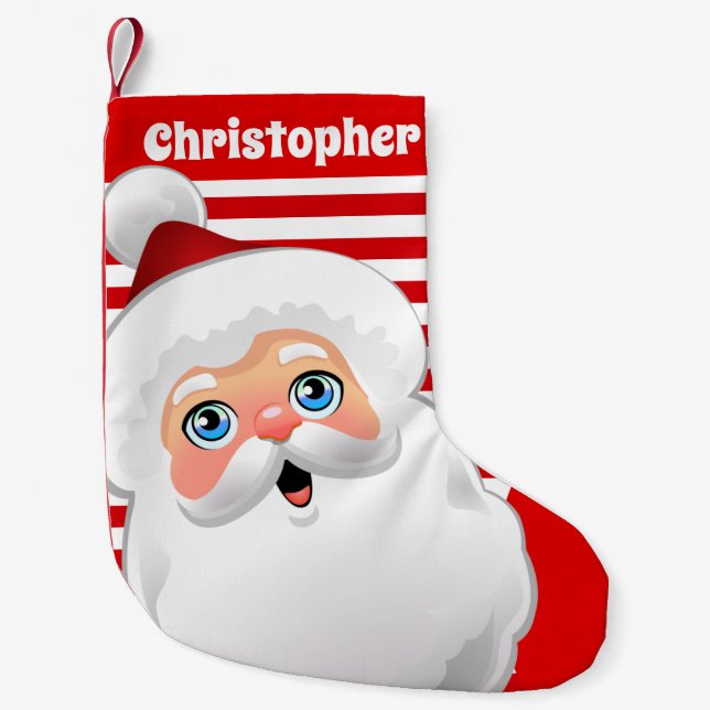 Petite Chaussette De Noël Père Noël Face Avec Xmassy Rouge Et Blanc Motif (Devant)