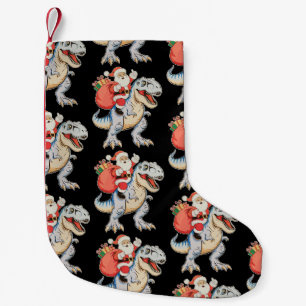 Petite Chaussette De Noël Père Noël montant un dinosaure T Rex Noël vacances