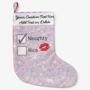 Petite Chaussette De Noël Père Noël Naughty Ou Nice Girly Pastel Parties sci