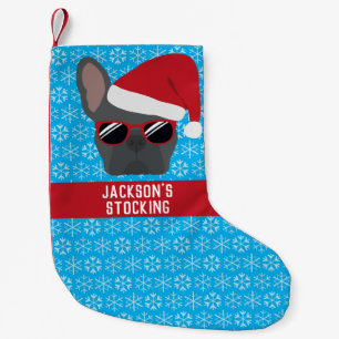 Petite Chaussette De Noël Père Noël Paws Chien à tête blanche