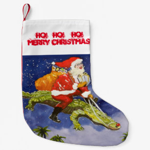 Petite Chaussette De Noël père Noël Riding Gator