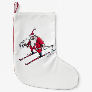 Petite Chaussette De Noël Père Noël Skiing Stockage de Noël petit