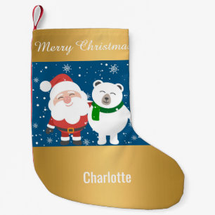 Petite Chaussette De Noël Père Noël Snowman Gold Christmas Stocking personna