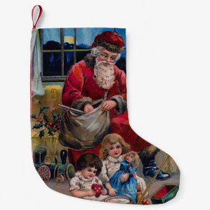Petite Chaussette De Noël Père Noël victorienne avec enfants