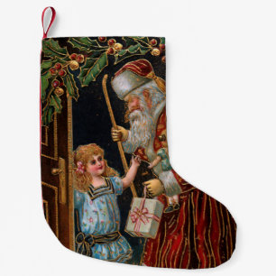 Petite Chaussette De Noël Père Vintage Noël avec enfant