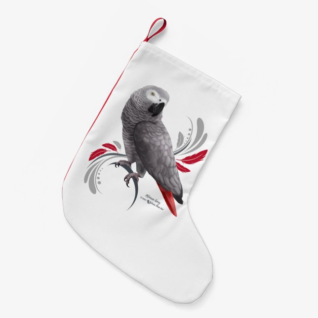 Petite Chaussette De Noël Perroquet de gris africain (Devant (Accrochage))