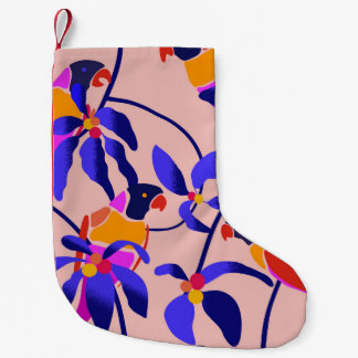 Petite Chaussette De Noël Perroquets Vintages roses : Illustration Exotique