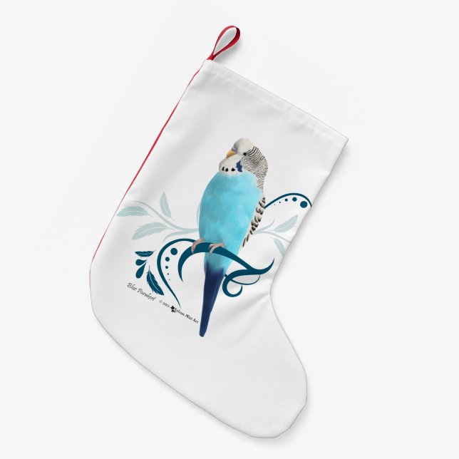 Petite Chaussette De Noël Perruche bleue (Devant (Accrochage))