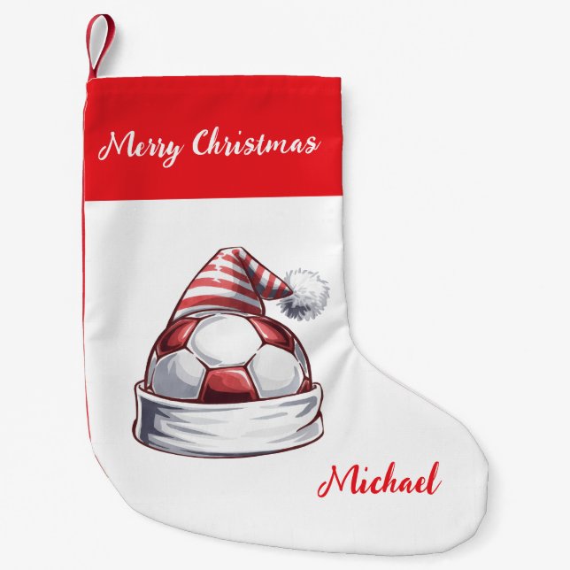 Petite Chaussette De Noël Personalized Christmas Soccer Ball with hat santa  (Devant)