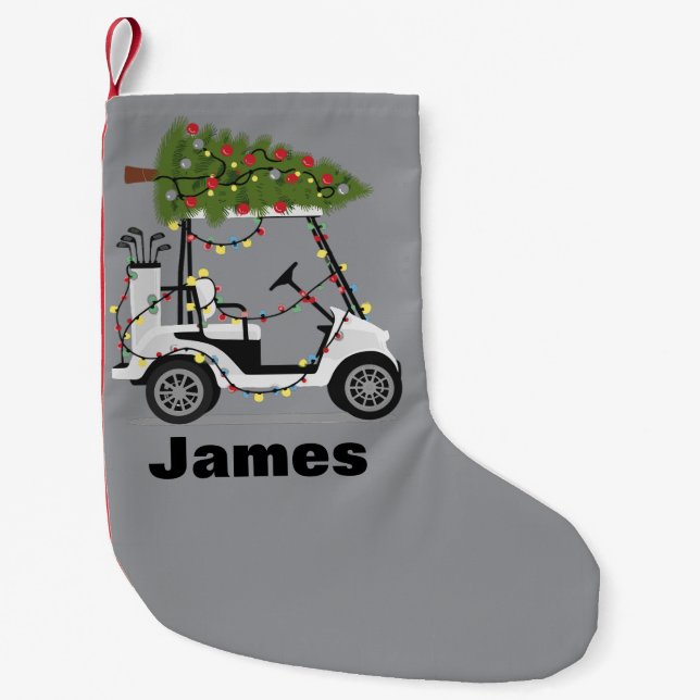 Petite Chaussette De Noël Personalized Name Golfer Christmas Golf Cart Xmas  (Devant)