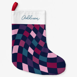 Petite Chaussette De Noël Personnalisé À damiers Motif en gras