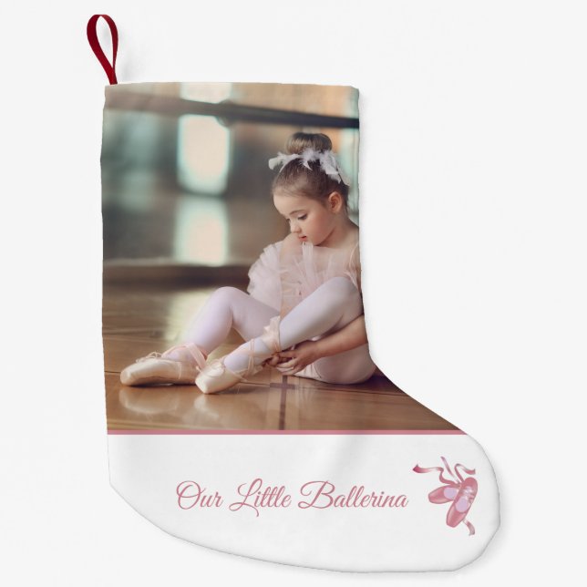 Petite Chaussette De Noël Personnalisé Élégant Notre Petit Ballerina Rose Bl (Devant)
