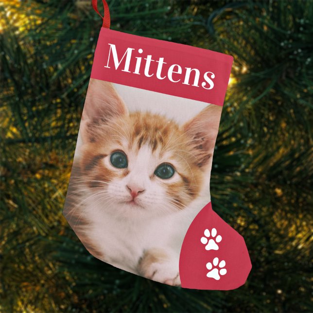 Petite Chaussette De Noël Personnalisé Pet Cat Photo Holiday Personnalisé (Créateur téléchargé)