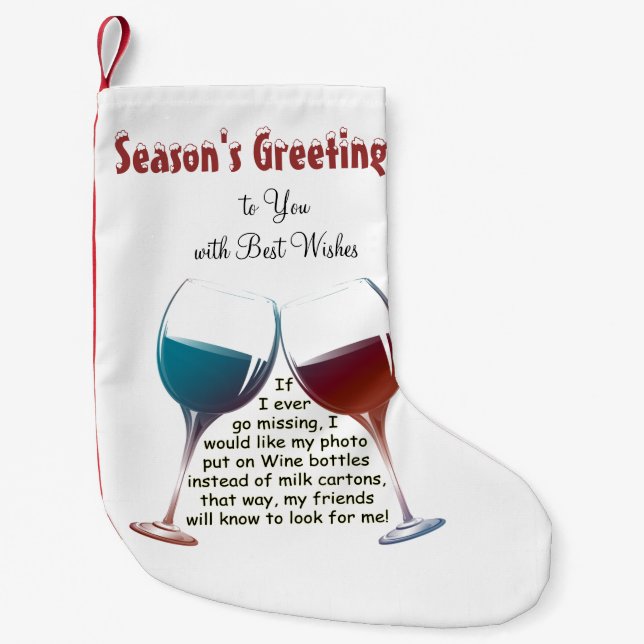 Petite Chaussette De Noël Personnalisez le vin d'amusement indiquant le bas (Devant)