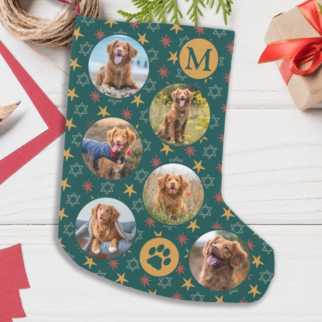 Petite Chaussette De Noël Pet Dog Photo personnalisée Collage Retro Motif (Créateur téléchargé)