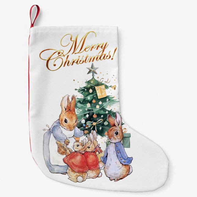 Petite Chaussette De Noël Peter le lapin Joyeux sapin de Noël (Devant)
