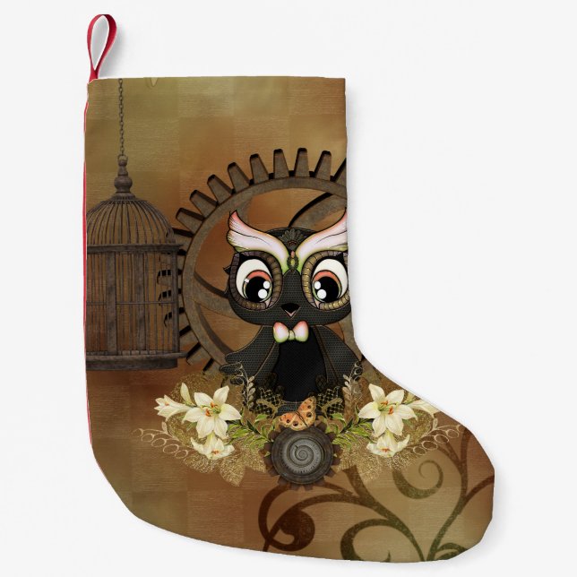 Petite Chaussette De Noël Petit hibou à vapeur (Devant)