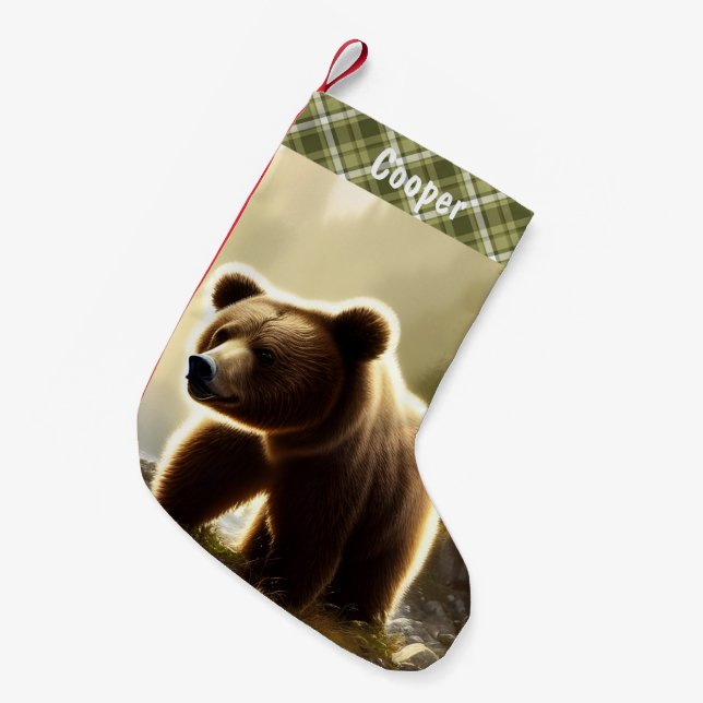 Petite Chaussette De Noël Petit ours Brown Portrait de la faune (Devant (Accrochage))