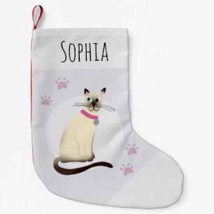 Petite Chaussette De Noël Petites filles Siamese Cat Cartoon Empreintes de p