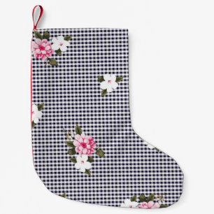 Petite Chaussette De Noël Petits chèques sans couture et motif floral abstra