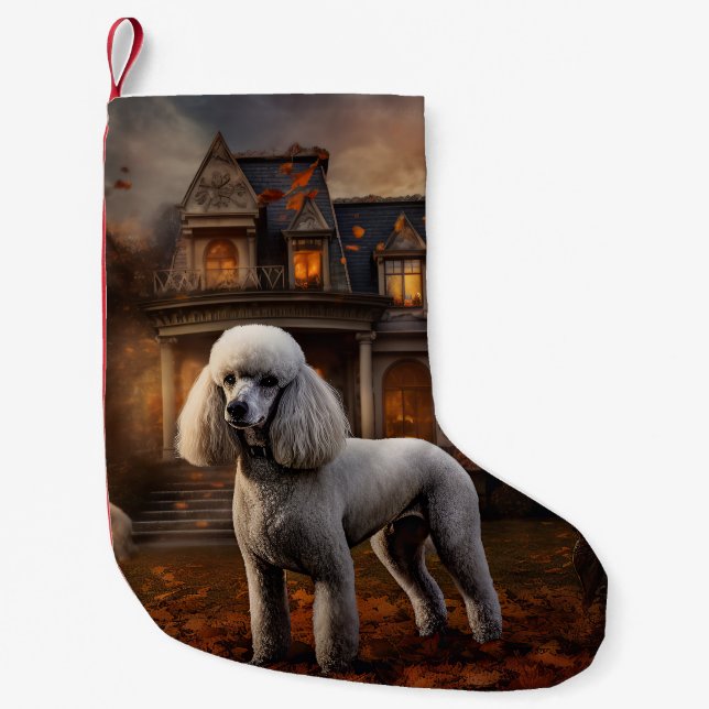 Petite Chaussette De Noël Peur Halloween caniche (Devant)