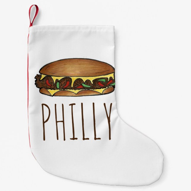Petite Chaussette De Noël Philadelphie Philadelphie Fromage Sandwich au stea (Devant)