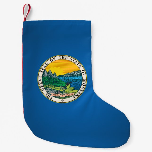 Petite Chaussette De Noël Phoque Montana, sceau étatique américain (Devant)