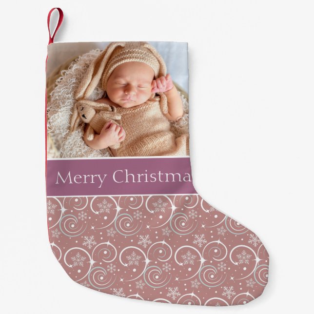 Petite Chaussette De Noël Photo de bébé précieuse (Devant)