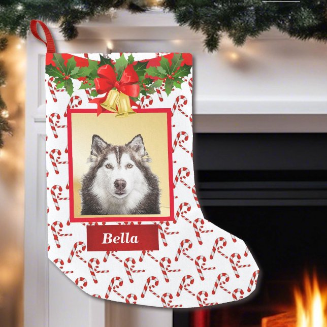 Petite Chaussette De Noël Photo de Chien mignon Noël Stocker Nom personnalis (Créateur téléchargé)