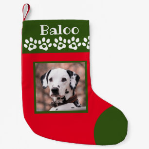 Petite Chaussette De Noël Photo de chien Vert Top Noël Stocking