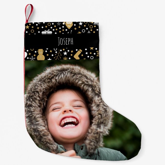 Petite Chaussette De Noël Photo de nom personnalisée Noël Stocking (Devant)