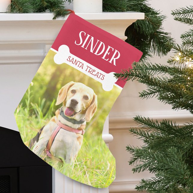 Petite Chaussette De Noël Photo et nom du chien amusant Personnalisé (Fun Dog Photo and Name Personalized Small Christmas Stocking)